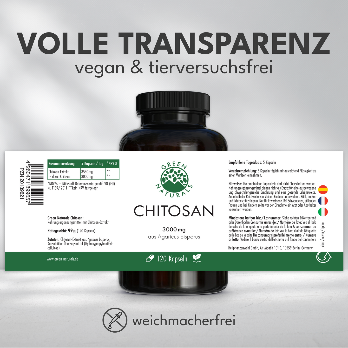 Chitosan Kapseln • 3000 mg • Premium Qualität