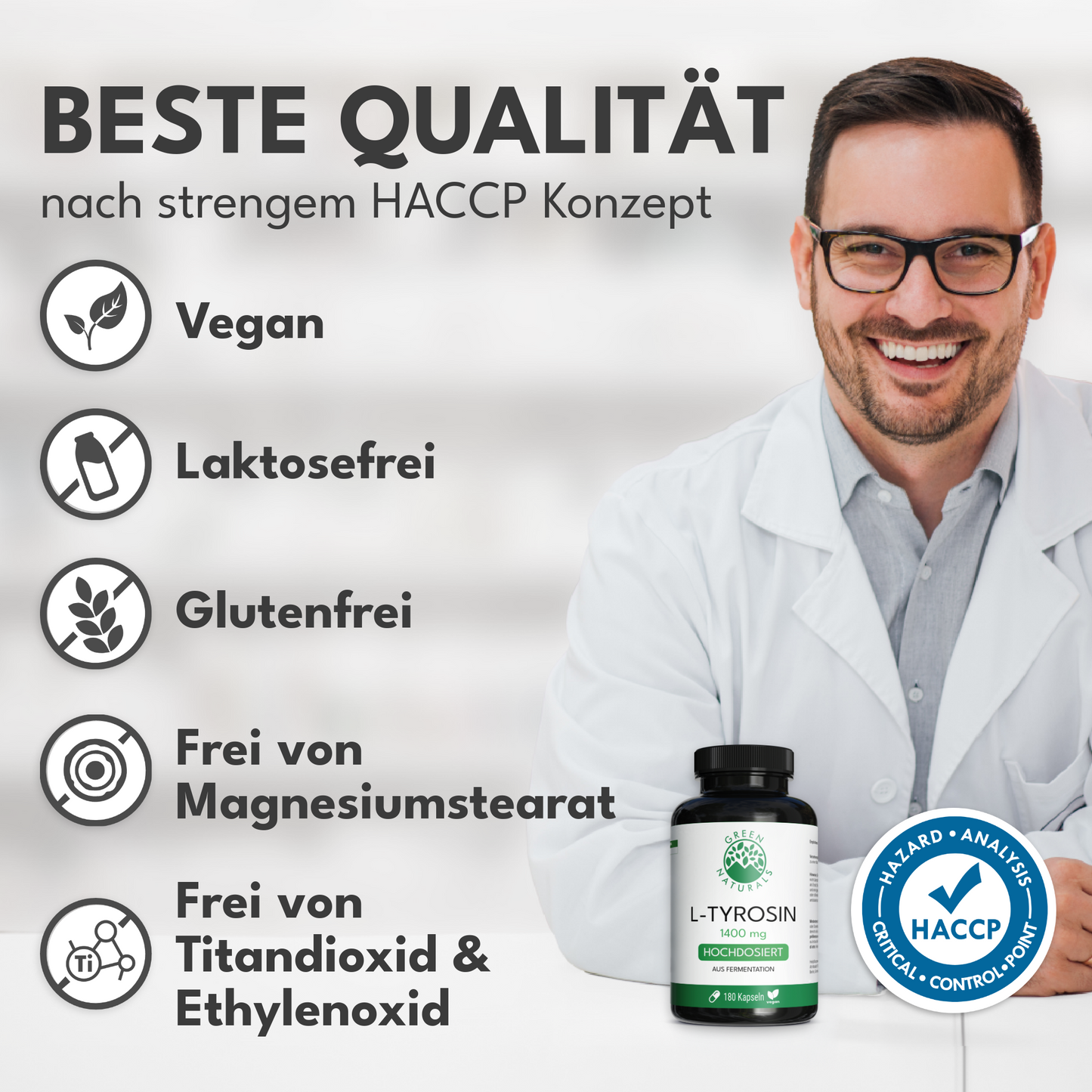 L-Tyrosin Kapseln • 700 mg • Hochreine Aminosäure