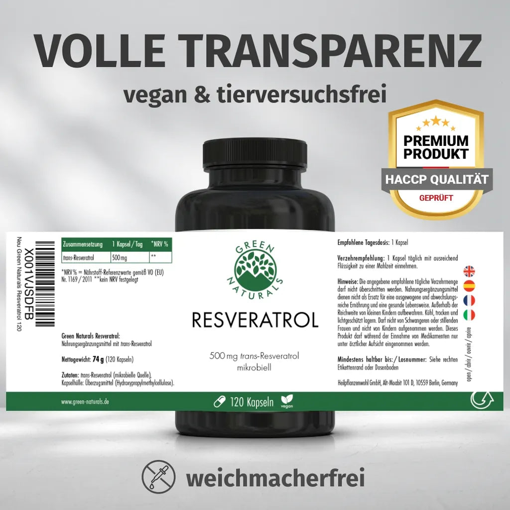 Trans-Resveratrol (120 Kapseln, 500 mg)