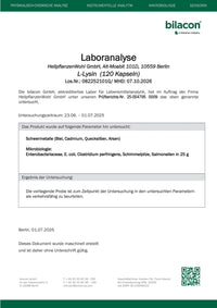 Laboranalyse L-Lysin Charge 082252101G