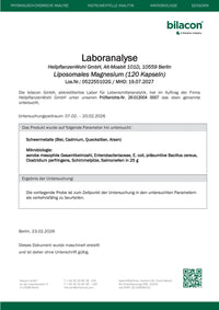 Laboranalyse Liposomales Magnesium Charge 052255102G