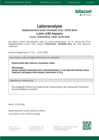 Laboranalyse Lutein Charge 104254301E