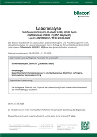 Laboranalyse Nattokinase Charge 062260901E