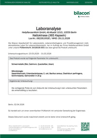 Laboranalyse Nattokinase Charge 062261002E