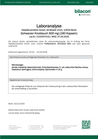 Laboranalyse Knoblauch 600 mg Charge 014250701G