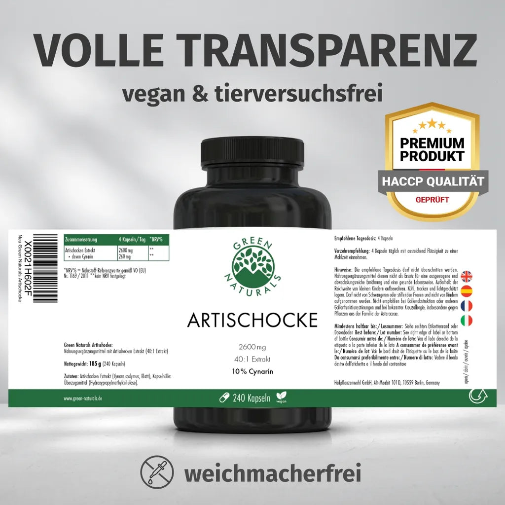 Artischocken Kapseln  • 2.600 mg • 10% Cynarin-Anteil