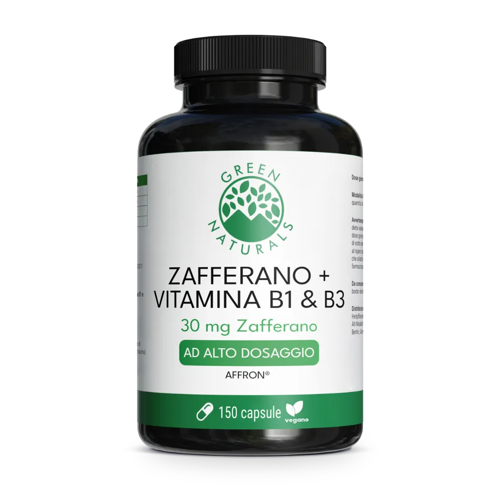 Zafferano in capsule con Affron® - 30 mg di estratto + vitamine B1 e B3 | 150 capsule Immagine prodotto