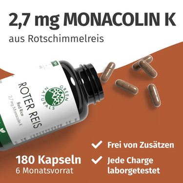 GREEN NATURALS roter Reis Monacolin K vegan Kaps. 180 St - ABC Arznei